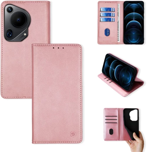 Θήκη Πορτοφόλι Vintage Magnet Wallet Sonique Huawei Pura 70 Ultra Ροζ Χρυσό