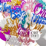 Cake Topper Χάρτινο glitter Γαλάζιο Χρόνια Πολλά