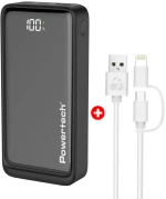 POWERTECH power bank με οθόνη & καλώδιο USB σε Micro/Lightning BNDL-0196, 20000mAh