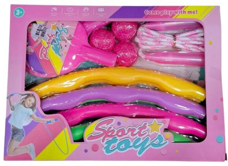 Παιδικό σετ άθλησης - Ping Pong - Σχοινάκι - Hula Hoop - 215579 - Pink