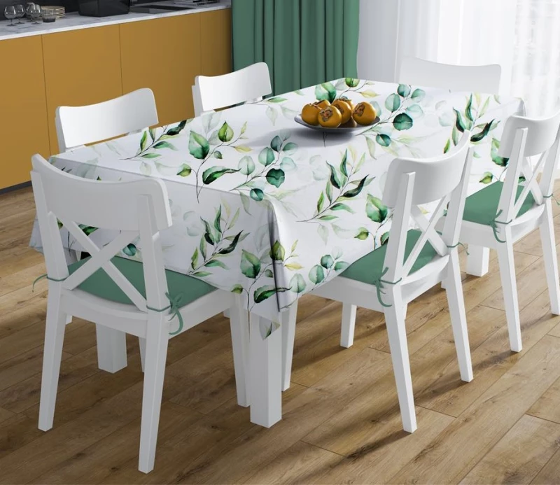 Τραπεζομάντηλο Αλέκιαστο 140x180 Green Leaves 462 White-Green Dimcol