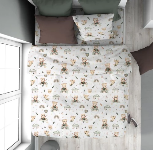 Παπλωματοθήκη Μονή 160x240 Cloudy Bear 581 White-Olive Dimcol