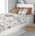 Σετ Σεντόνια Μονά 3τμχ (160x240) Countryside 580 White-Mint βαμβακερά DimCol