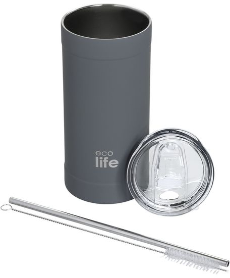 Ecolife Θερμός - Ποτήρι Για Καφέ Ανοξείδωτο 500ml Γκρι 33-BO-4127