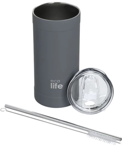 Ecolife Θερμός - Ποτήρι Για Καφέ Ανοξείδωτο 500ml Γκρι 33-BO-4127