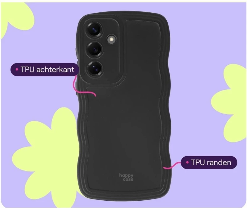 Θήκη Samsung Galaxy S25 Plus HappyCase Wavy Σιλικόνης - Black (8719246478086)
