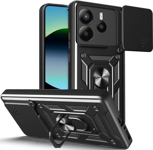 Θήκη Xiaomi Redmi Note 14 5G Bodycell Armor Slide Ανθεκτική με Κάλυμμα για την Κάμερα & Μεταλλικό Ring Holder - Black (5206015081064)