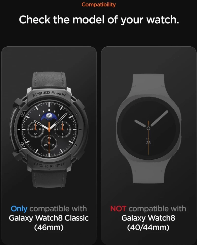 Θήκη Samsung Galaxy Watch 8 Classic 46mm Spigen Rugged Armor Ανθεκτική Σιλικόνης - Matte Black (ACS10012)