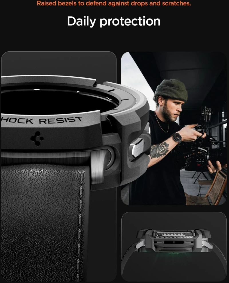 Θήκη Samsung Galaxy Watch 8 Classic 46mm Spigen Rugged Armor Ανθεκτική Σιλικόνης - Matte Black (ACS10012)