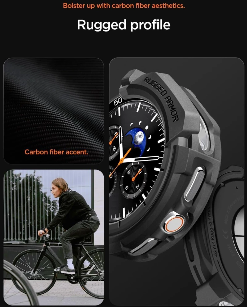 Θήκη Samsung Galaxy Watch 8 Classic 46mm Spigen Rugged Armor Ανθεκτική Σιλικόνης - Matte Black (ACS10012)