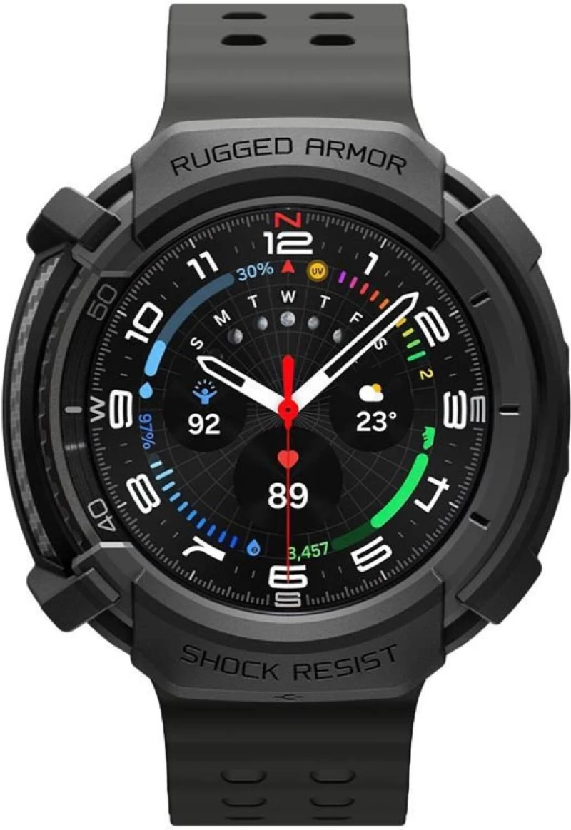 Θήκη Samsung Galaxy Watch 8 Classic 46mm Spigen Rugged Armor Ανθεκτική Σιλικόνης - Matte Black (ACS10012)