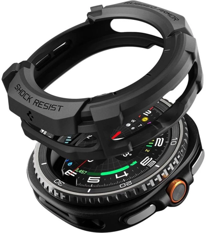 Θήκη Samsung Galaxy Watch 8 Classic 46mm Spigen Rugged Armor Ανθεκτική Σιλικόνης - Matte Black (ACS10012)