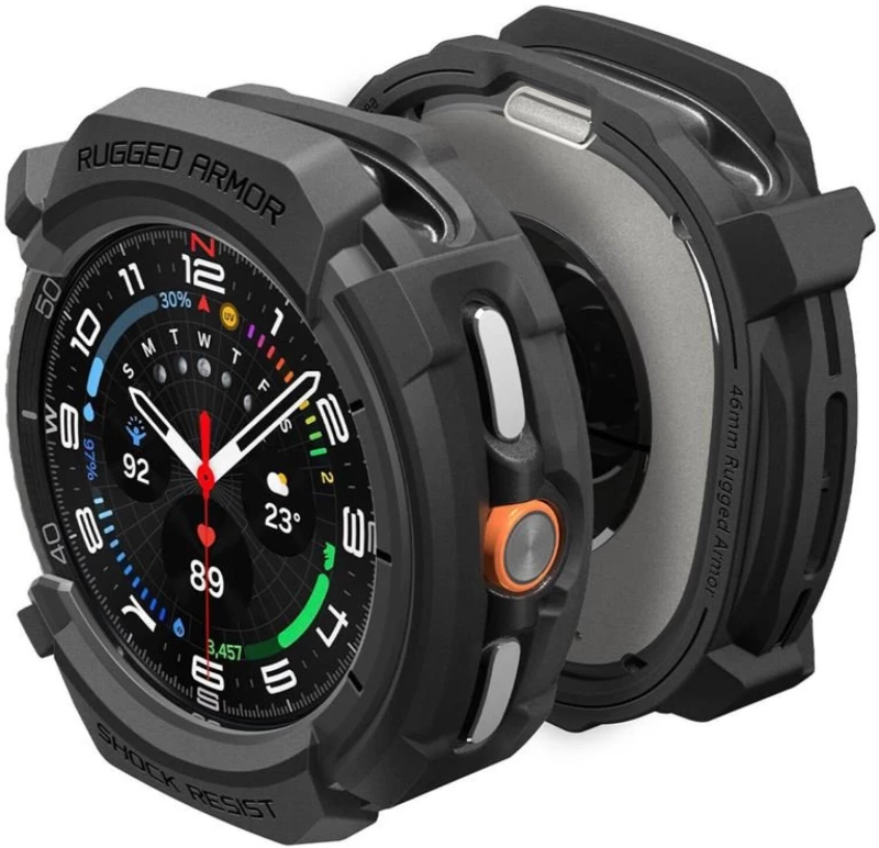 Θήκη Samsung Galaxy Watch 8 Classic 46mm Spigen Rugged Armor Ανθεκτική Σιλικόνης - Matte Black (ACS10012)
