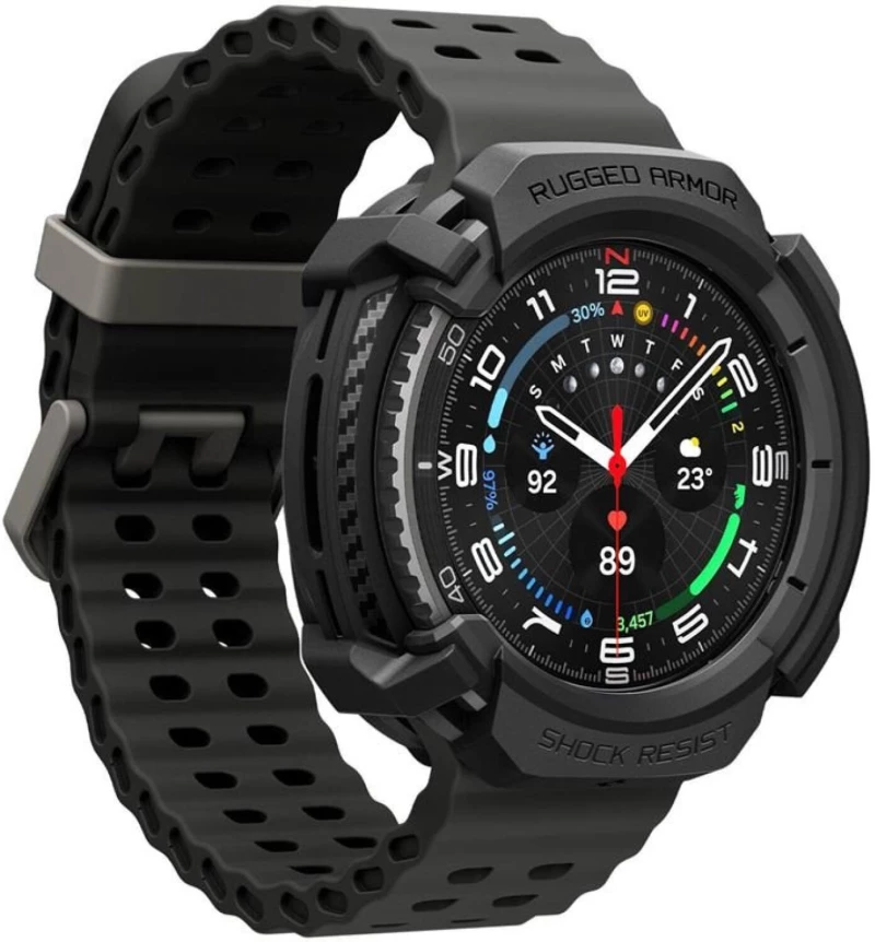 Θήκη Samsung Galaxy Watch 8 Classic 46mm Spigen Rugged Armor Ανθεκτική Σιλικόνης - Matte Black (ACS10012)