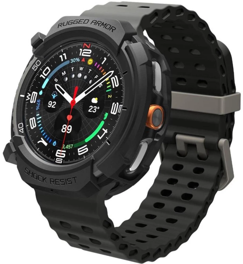 Θήκη Samsung Galaxy Watch 8 Classic 46mm Spigen Rugged Armor Ανθεκτική Σιλικόνης - Matte Black (ACS10012)