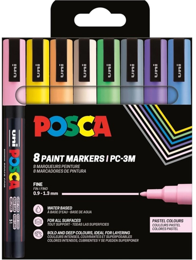 Uni Μαρκαδόροι Posca Pastel Color Σετ Των 8Τμχ - PC-3M 8P SET PASTEL COLOR