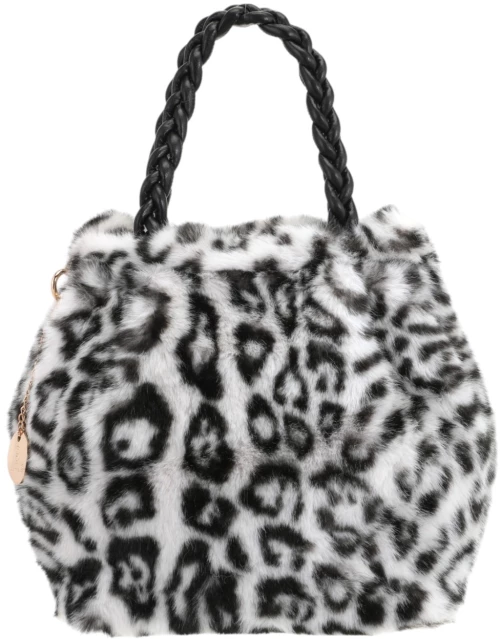Γούνινη τσάντα χειρός XY-2403 - Ασπρο/Μαύρο Bag to Bag