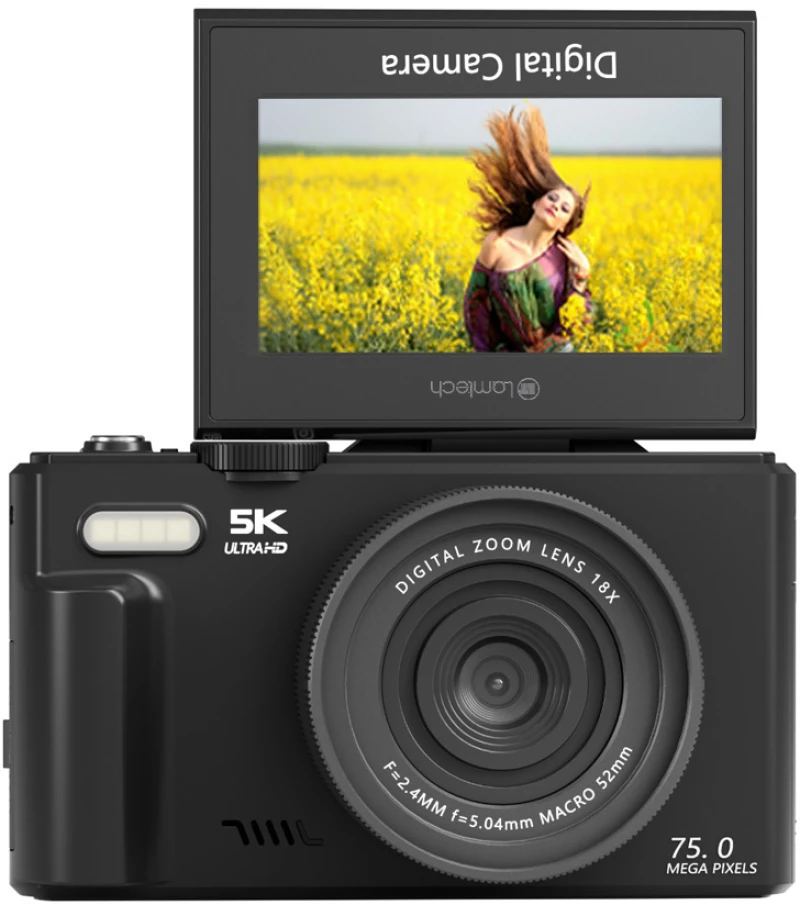 LAMTECH 5K FLIP DIGITAL CAMERA WIFI BLACK