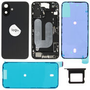 For iPhone/iPad (AP16PL0024BPSP-B) Rear Cover (Pulled B) incl. small parts - Black, For iPhone 16 Plus