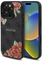 Guess GUHMP16LP4ROPEMCK iPhone 16 Pro 6.3" black/black hardcase 4G Flowers Print MagSafe