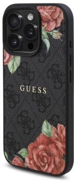 Guess GUHMP16LP4ROPEMCK iPhone 16 Pro 6.3" black/black hardcase 4G Flowers Print MagSafe