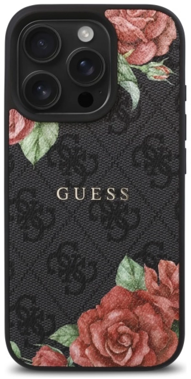 Guess GUHMP16LP4ROPEMCK iPhone 16 Pro 6.3" black/black hardcase 4G Flowers Print MagSafe