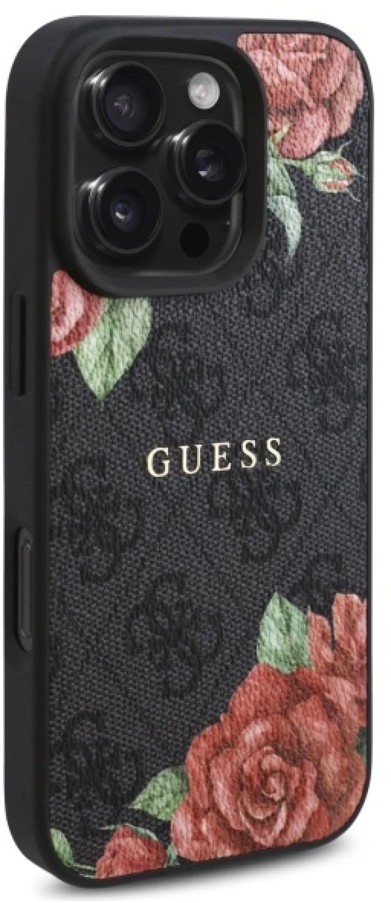 Guess GUHMP16LP4ROPEMCK iPhone 16 Pro 6.3" black/black hardcase 4G Flowers Print MagSafe