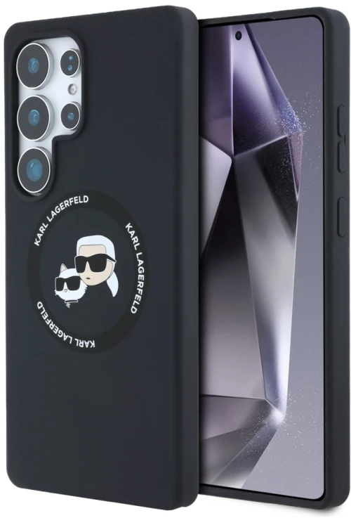 Karl Lagerfeld Silicone Double Heads And Circle MagSafe Samsung Galaxy S25 Ultra case black