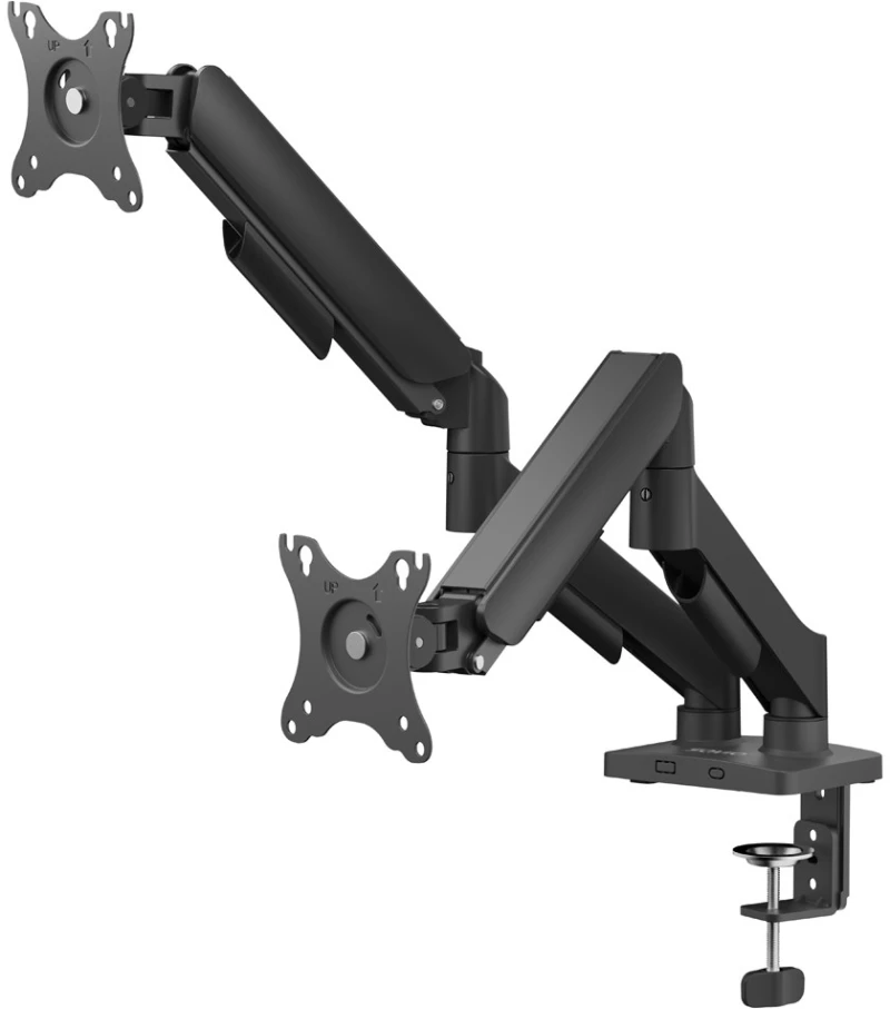 SAVIO UM-04 Dual Desk Mount for Monitors 17″ – 32″, 2× 2–9 kg, with Gas Spring