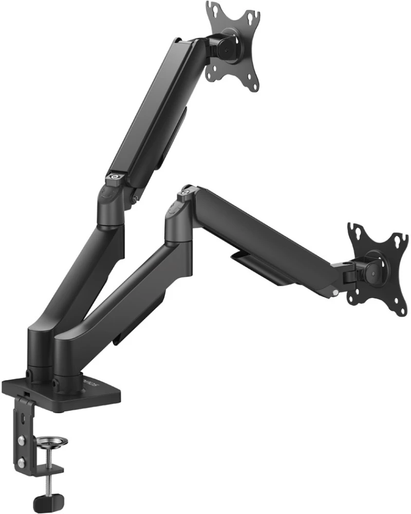 SAVIO UM-04 Dual Desk Mount for Monitors 17″ – 32″, 2× 2–9 kg, with Gas Spring
