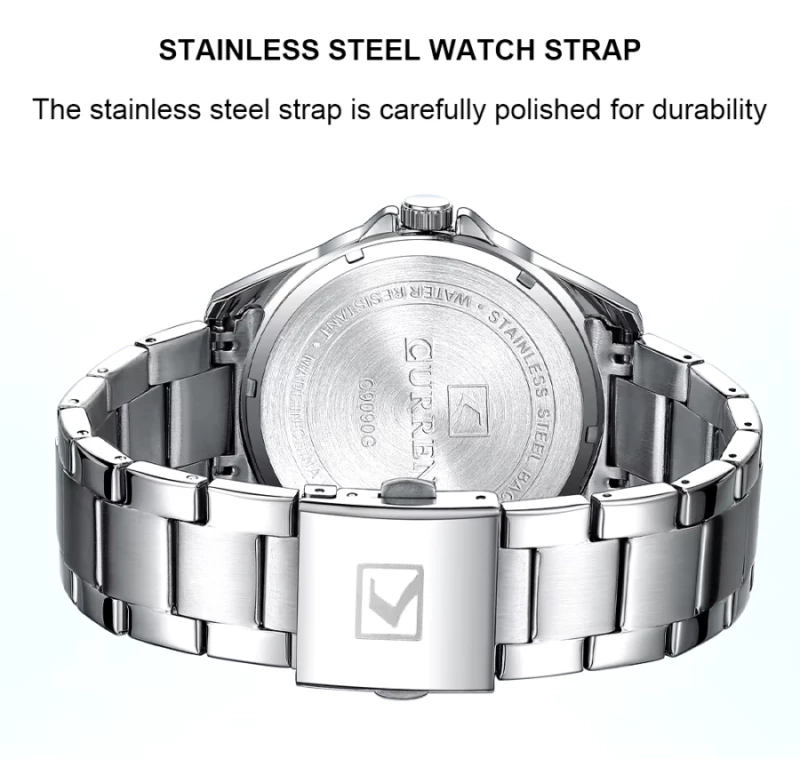 Curren 9090G Μπαταρίας με Μεταλλικό Μπρασελέ Silver Green