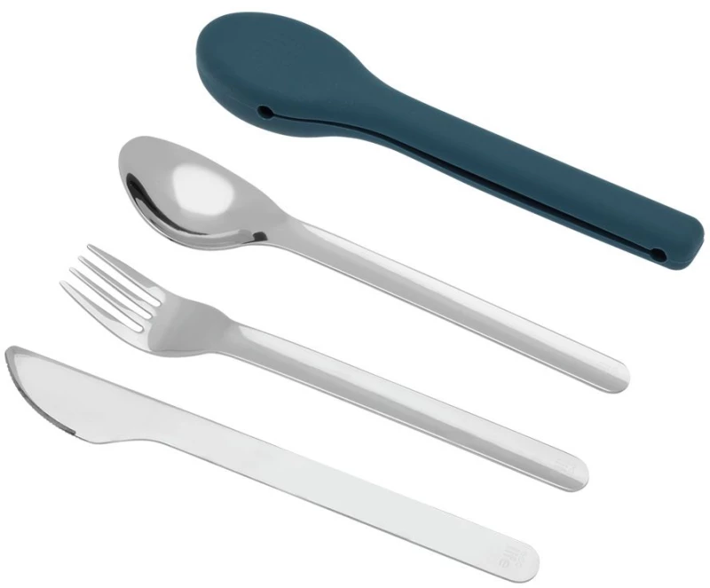Σετ Ανοξείδωτα Μαχαιροπίρουνα σε Θήκη Ecolife - Dusty Blue Cutlery Set