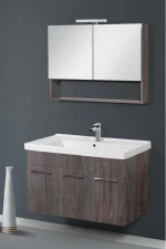 Έπιπλο Μπάνιου Cappuccino MDF Laminate Βάση, Καθρέπτης, Νιπτήρας 70cm 182