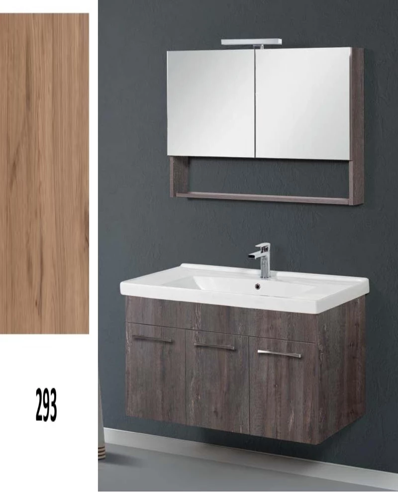 Έπιπλο Μπάνιου Cappuccino MDF Laminate Βάση, Καθρέπτης, Νιπτήρας 70cm 182