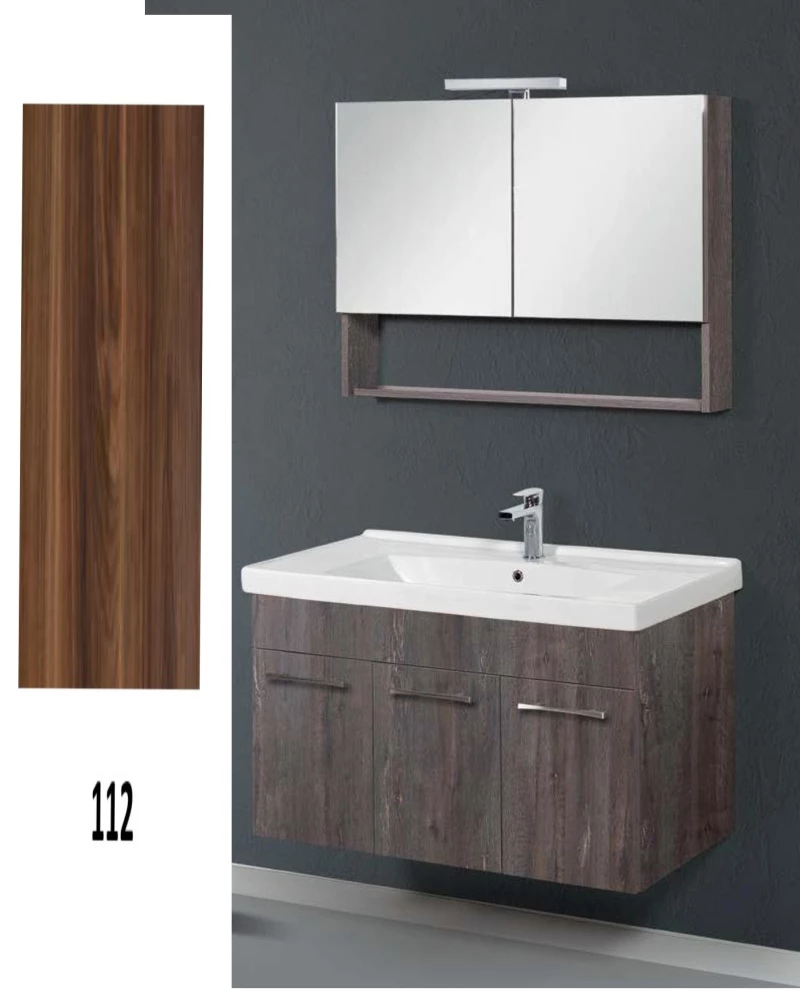 Έπιπλο Μπάνιου Cappuccino MDF Laminate Βάση, Καθρέπτης, Νιπτήρας 70cm 182