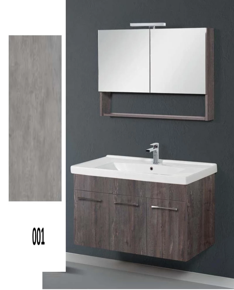 Έπιπλο Μπάνιου Cappuccino MDF Laminate Βάση, Καθρέπτης, Νιπτήρας 70cm 182