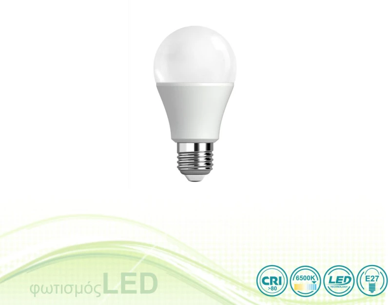 Λαμπτήρας Led E27 A60 9W- Cool Day Light (6000-6500K)