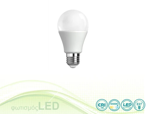 Λαμπτήρας Led E27 A60 9W- Cool Day Light (6000-6500K)