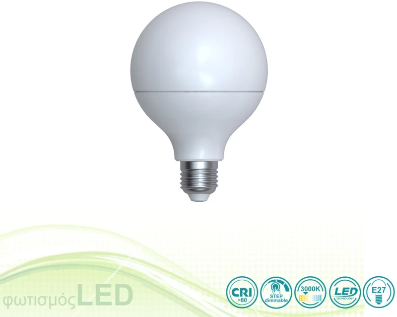 Λαμπτήρας Led E27 G95 10W Switch Dimmable- Warm White (3000K)