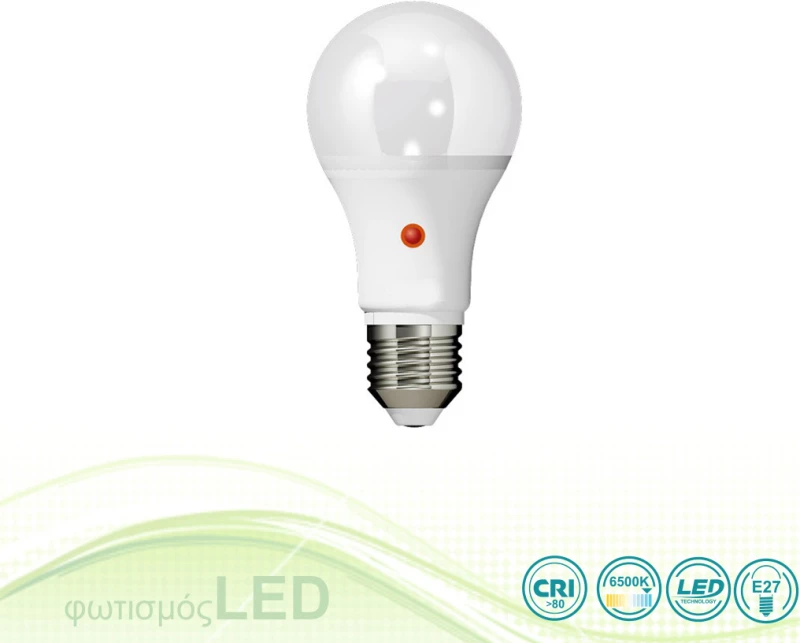 Λαμπτήρας Led E27 A60 10W Day/Night- Cool Day Light (6000-6500K)