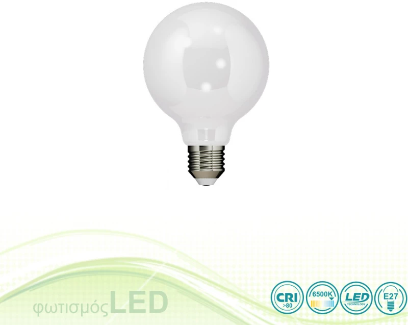 Λαμπτήρας Led E27 G95 8W Filament Frozen- Cool Day Light (6000-6500K)
