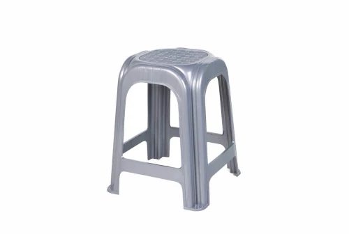Homeplast Σκαμπό - Στοιβαζόμενο Ασημί 35x35x45εκ.