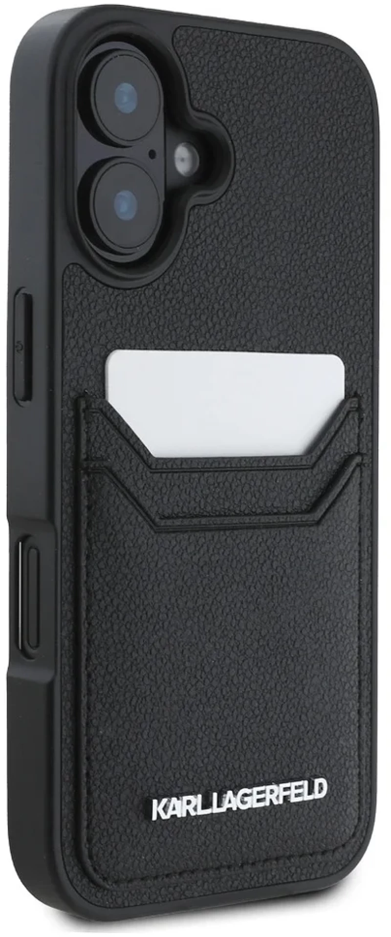Karl Lagerfeld Θήκη Grained Leather Cardslots iPhone 16 Metal Elong Black