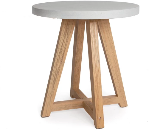 Bistro Noria τραπέζι με ξύλινη βάση και επιφάνεια terrazzo σε λευκή απόχρωση 70x70x75 εκ