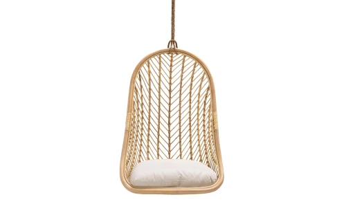 Astra Beige κρεμαστή πολυθρόνα από ρατάν σε μπεζ απόχρωση με μαξιλάρι 85x72x124 εκ