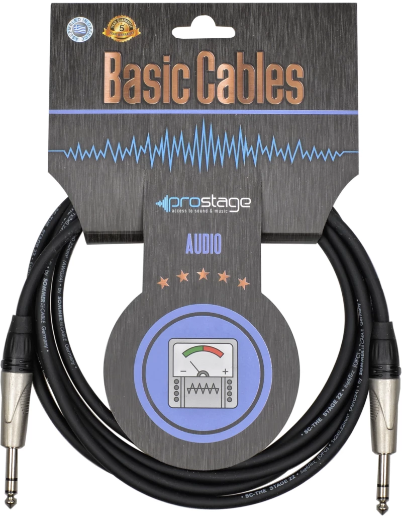 Prostage BTS-006 - Επαγγελματικό καλώδιο Jack 1/4 TRS - Jack 1/4 TRS 0,6 μέτρα