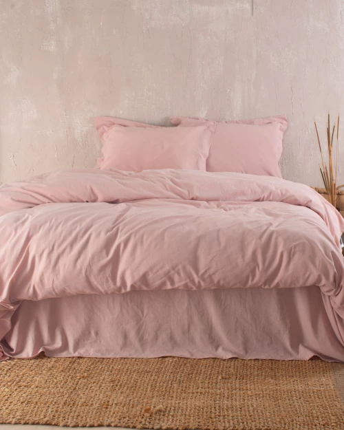 Whisper βαμβακερά σεντόνια για υπέρδιπλο κρεβάτι σε ροζ απόχρωση σετ με δύο μαξιλαροθήκες 240x280 εκ