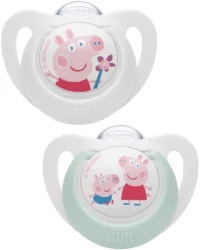 NUK Peppa Pig Star Πιπίλα Σιλικόνης για 0-6 μηνών με Θήκη | 2 Τεμάχια