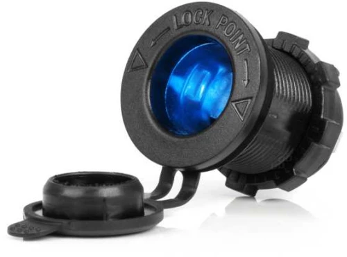 ΠΡΙΖΑ ΜΕ ΥΠΟΔΟΧΗ ΓΙΑ ΦΙΣ ΑΝΑΠΤΗΡΑ ΚΑΙ ΚΑΠΑΚΙ 12/24V ΜΕ ΜΠΛΕ LED ΦΩΣ ΜΑΥΡΗ ΑΔΙΑΒΡΟΧΗ ΑΜΙΟ - 1 τεμ.