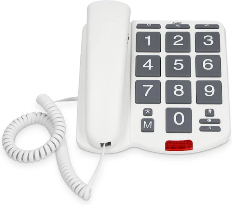 FYSIC FX575 Ενσύρματο Τηλέφωνο Γραφείου Για Ηλικιωμένους Με Πλήκτρο SOS Λευκό